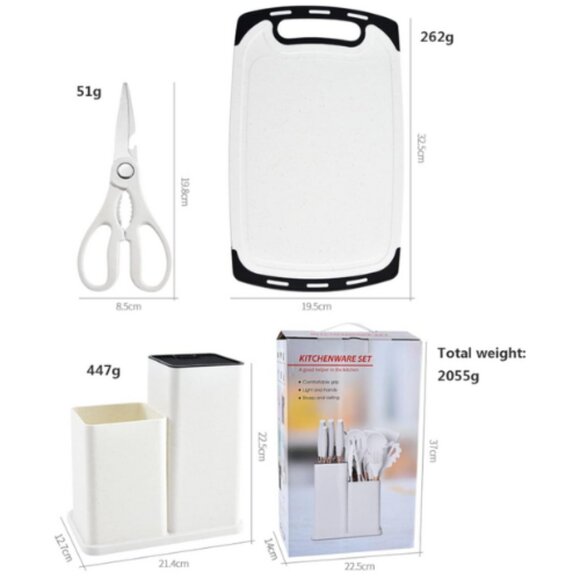 Kitchen Silicone Utensils 19 Piece Wooden Set Spatula, Knife Set, Cutting Board - Picture 10 of 13